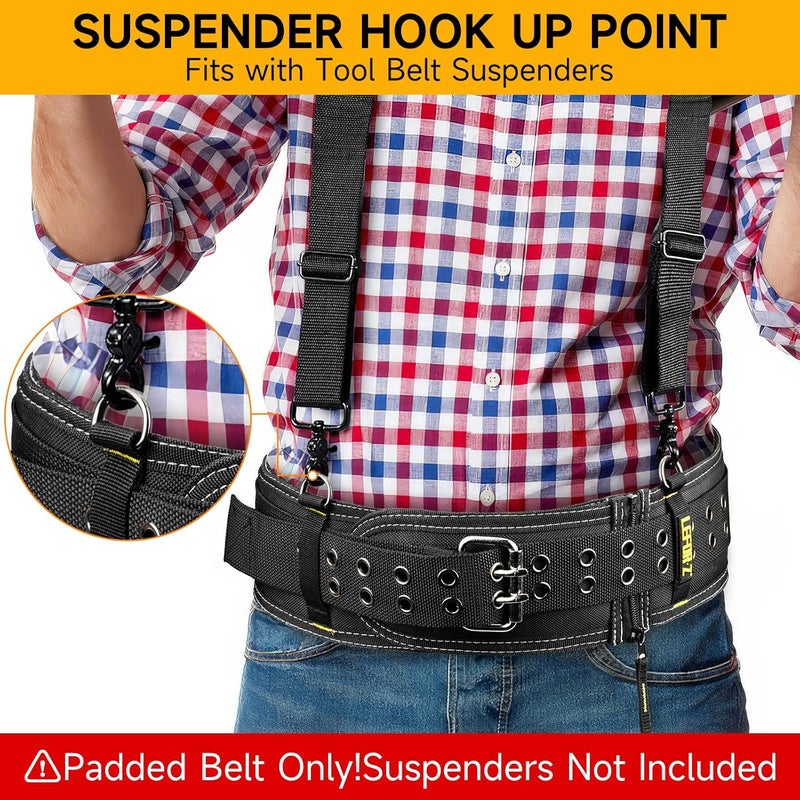 LEFORZ 4-Inch Padded Tool Belt,Heavy Duty Tool Belts for Men with 4 Suspenders Ring,Work Belts for Electrician,Carpenter,Construction,Utility Belt,Adjustable 34''-40''(Pouch not Included) - Image 5